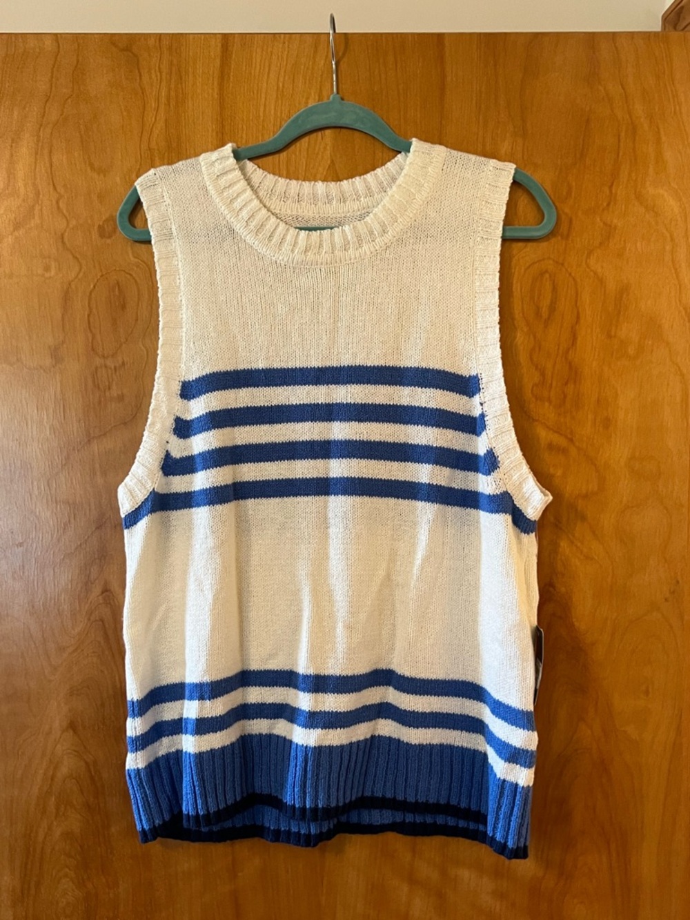 LUCKY BRAND Stripe Sweater Tank Sleeveless Blue Striped NWT Women’s Size XXL